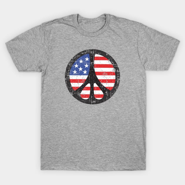 Peace Sign Circle with Flag Background T-Shirt by artbitz